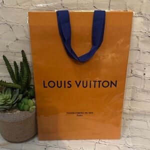 Louis Vuitton Bold Orange Tote with Blue Handles